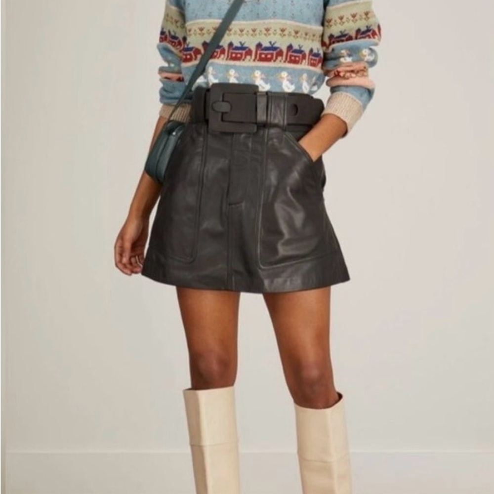 Sea New York Ayden lamb leather mini skirt size 4
